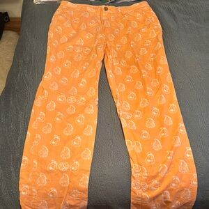 Men’s “Southern Proper” 34 L Orange Pants with White Pattern